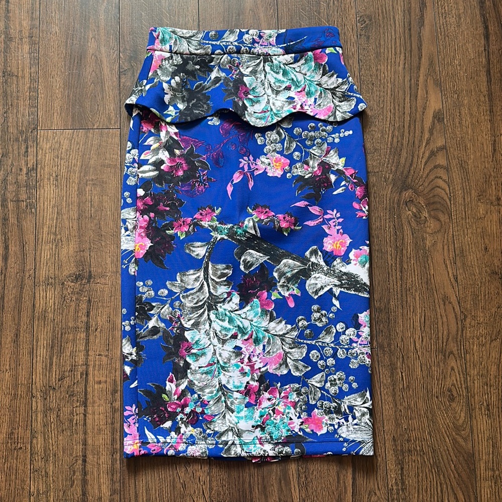 Bebe peplum midi skirt